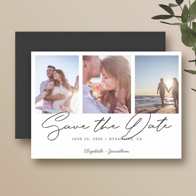 Photo Collage Simple Elegant Modern Save the Date Magnetic Invitation (Creator Uploaded)