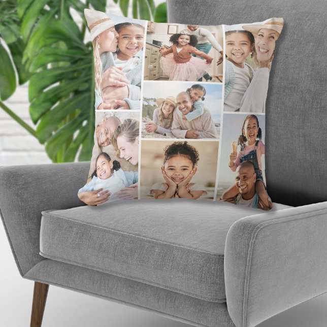 Photo Collage Simple Elegant Picture Cushion (Photo Collage Simple Elegant Picture Throw Pillow)