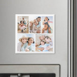 Photo Collage Simple Elegant Picture Magnet<br><div class="desc">Personalised 5-Photo Square Magnet. This simple square magnet features space for five favourite photos, making it a sweet and personal way to highlight special memories. Use it to display photos of a couple for a wedding gift or bridal shower favour, a meaningful image for an in loving memory keepsake, or...</div>