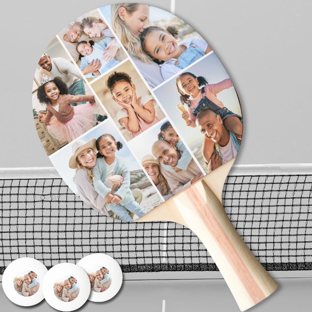 Photo Collage Simple Elegant Picture Ping Pong Paddle (Photo Collage Simple Elegant Picture Ping Pong Paddle)