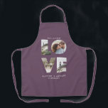 Photo collage simple modern personalised purple apron<br><div class="desc">Love 4 photo simple modern plum purple personalised anniversary,  wedding,  birthday or Christmas gift apron for the one you love.</div>