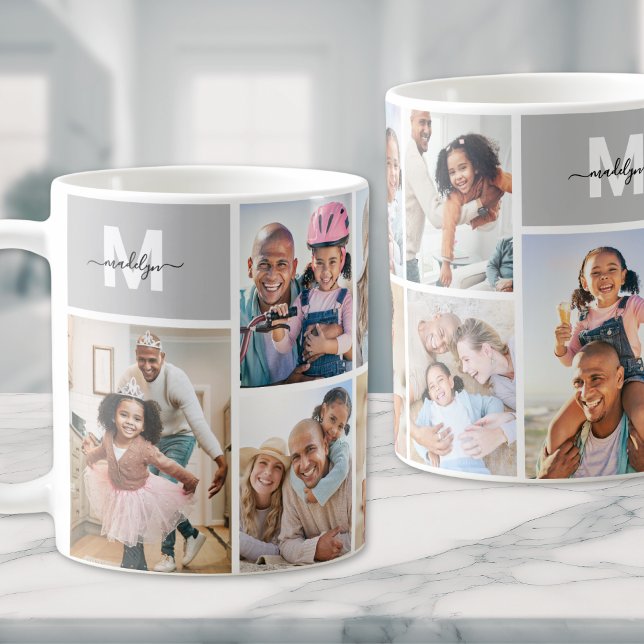 Photo Collage Simple Monogram Picture Coffee Mug (Photo Collage Simple Monogram Picture Coffee Mug)