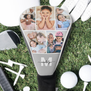 Photo Collage Simple Monogram Picture Golf Head Cover