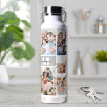 Photo Collage Simple Monogram Picture Water Bottle<br><div class="desc">This personalised water bottle features a simple 9-photo collage on one side, showcasing your favourite memories of family, pets, vacations, or anything else that makes you smile. On the opposite side, a stylish monogram adds a personal and elegant touch. Great for Mother’s Day, birthdays, holidays, or just because. With a...</div>
