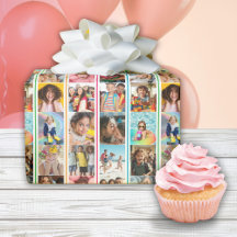 Photo Collage Simple Stripes Birthday