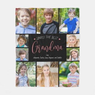 Photo Collage Simply Best Grandma 10 Pictures Fleece Blanket