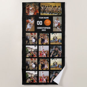 Photo Collage Sports Basketball Beach Towel