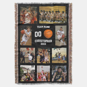 Photo Collage Sports Basketball Throw Blanket