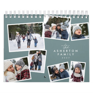 Photo collage teal family scrapbook calendar