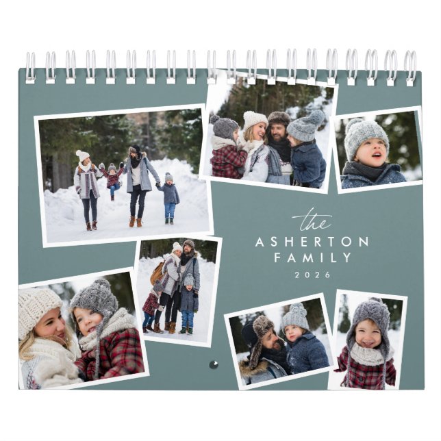 Photo collage teal family scrapbook  calendar (Cover)