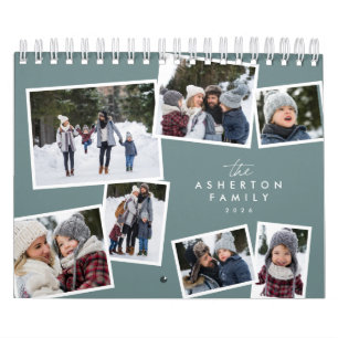 Photo collage teal family scrapbook  calendar