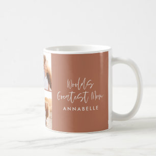 Photo collage terracotta girly modern mothers day coffee mug