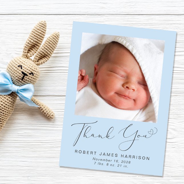 Photo Collage Thank You Baby Boy Birth Announcement (A beautiful and unique way to thank family and friends and introduce them to your precious  baby)