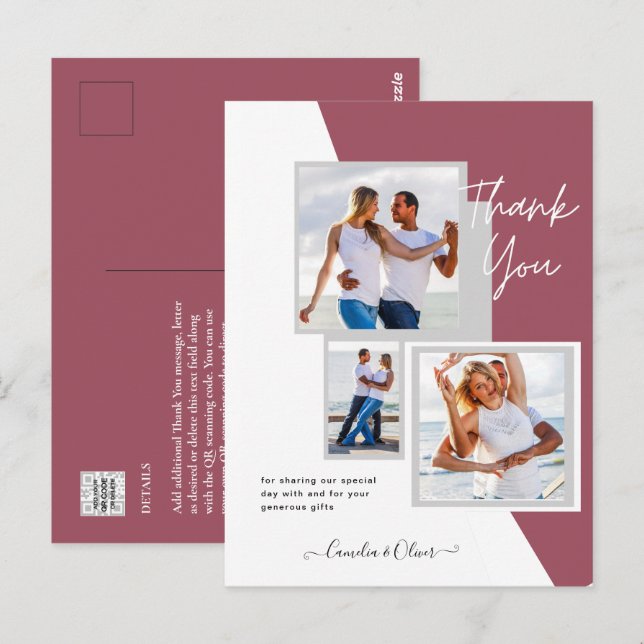 Photo Collage THANK YOU Wedding/Baby/Graduate/ANY Postcard (Front/Back)