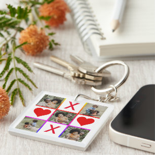 Photo Collage Tic Tac Toe Hugs Kisses Fathers Day Key Ring