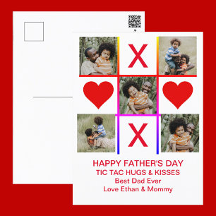 Photo Collage Tic Tac Toe Hugs Kisses Fathers Day Postcard
