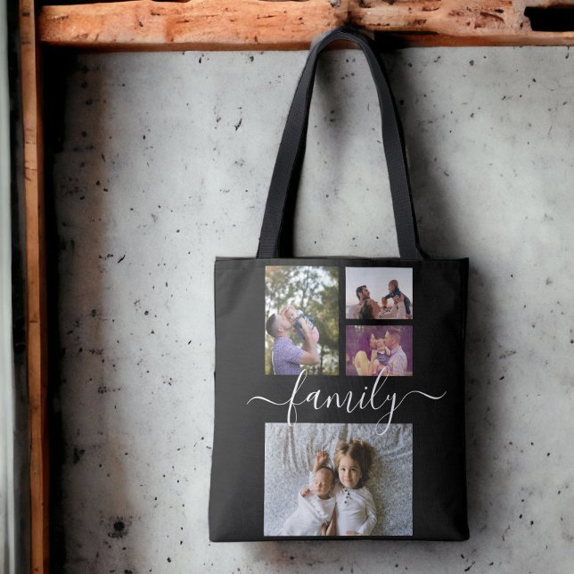 Photo Collage Unique Personalised 4 Photo Family Tote Bag (Photo Collage Unique Personalized 4 Photo Family Tote Bag from Ricaso. Great photo gift ideas.)