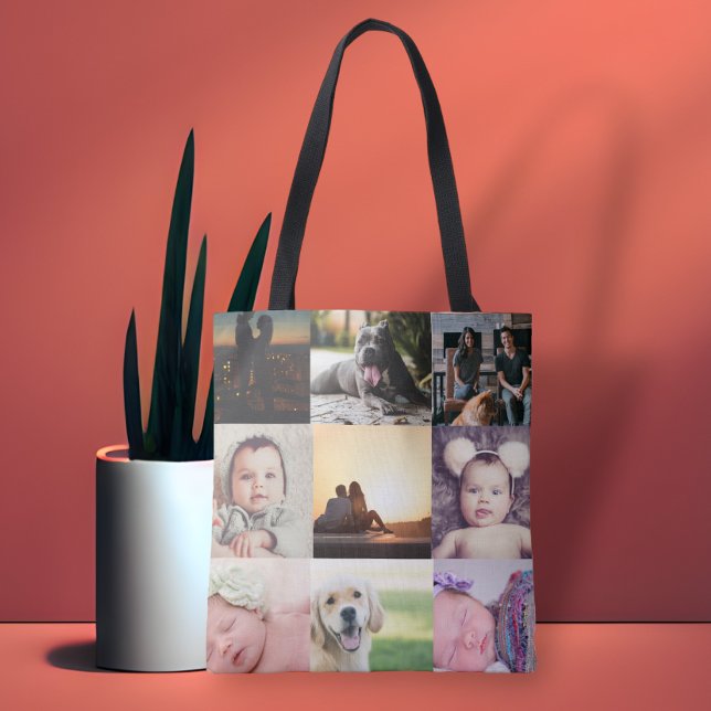 Photo Collage Unique Personalised 9 Photo Tote Bag (Creator Uploaded)