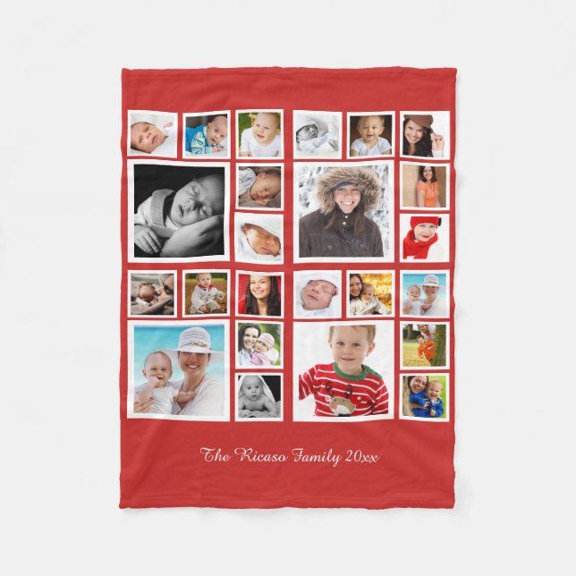 Photo Collage  Unique Personalised DIY Custom Fleece Blanket (Front)