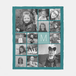 Photo Collage - Up to 13 pictures CAN EDIT COLOR Fleece Blanket