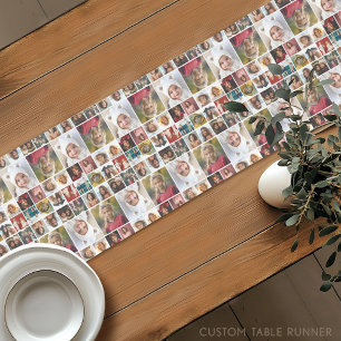 Photo Collage - Up to 14 photos all over - White Short Table Runner