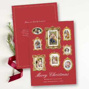 Photo Collage Vintage Gold Frames Heirloom Elegant Holiday Card