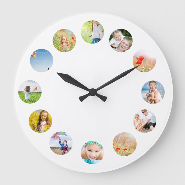 Photo Collage Wall Clock with Your Images (Front)