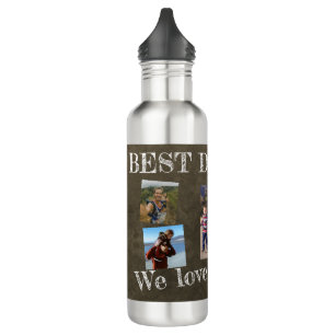 Photo collage we love you dad Fathers Day 710 Ml Water Bottle