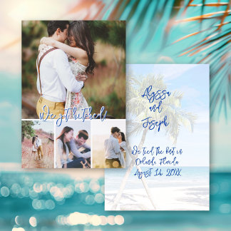 Photo Collage Wedding Announcement Palm Tree