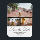 Photo Collage Wedding Save The Date Magnet<br><div class="desc">Photo Collage Wedding Save The Date Magnet features 3 photos and text template.A perfect design for simple and modern wedding.Please click on the personalise button to customise it with your text and photos.Kindly visit my store " loveyouart"  for other or similar designs .</div>
