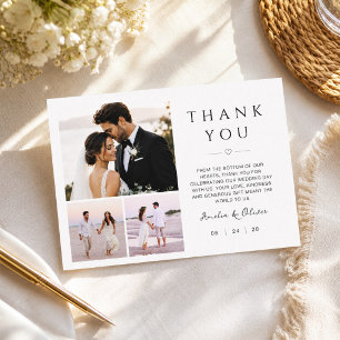 Photo Collage Wedding Thank You Card with Message