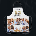 Photo collage white and gold 40th birthday modern apron<br><div class="desc">Photo collage white and gold 40th birthday modern typography design.</div>
