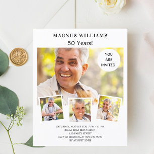 Photo collage white birthday invitation