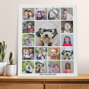Photo Collage with 17 Photos - can edit colour Faux Canvas Print