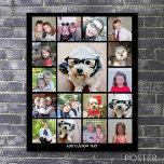 Photo Collage with 17 Photos - can edit colour Poster<br><div class="desc">Photo montage -- Use your favourite photo or pictures to make a fun keepsake to share with friends. This modern grid is a unique and eye catching display of your photos. This is set up to be a free online photo collage maker for your instagram or other square photos.</div>