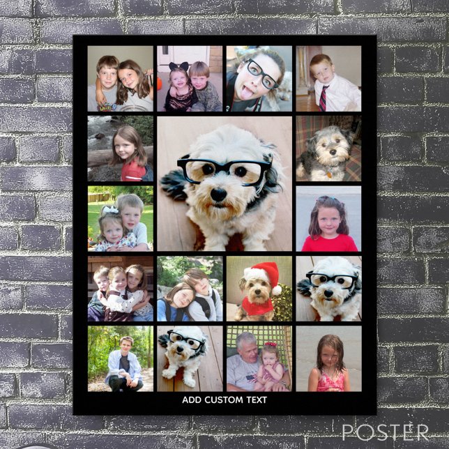 Photo Collage with 17 Photos - can edit colour Poster (Custom Photo Collage Poster)