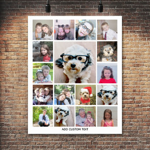 Photo Collage with 17 Photos - can edit colour Poster