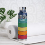 Photo Collage with 8 Photos Colourful Retro Stripe Water Bottle<br><div class="desc">Make sure you crop your photos into squares before uploading. This modern grid design includes some colour blocks and a place for a name or monogram. The clean lines and rounded corners make a modern look. For advanced users, you can click on the edit/customise button and change the colours of...</div>