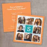Photo Collage with Birthday Party Invitation<br><div class="desc">You can use any photos for this design. Use 8 square pictures to create a unique and personal gift. Or you can keep the hipster puppy and make a trendy keepsake. If you need to adjust the pictures,  click on the customise tool to make changes.</div>