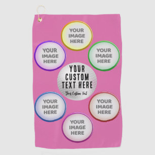 Photo Collage with Custom Text Golf Towel