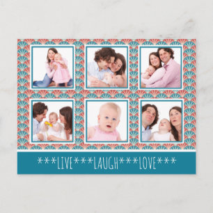 Photo Collage with Decorative Fan Pattern Postcard