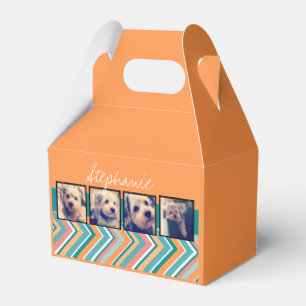 Photo Collage with Orange and Teal Chevrons Favour Box