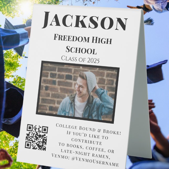 Photo College Fund QR Code Graduation Party Funny (Creator Uploaded)