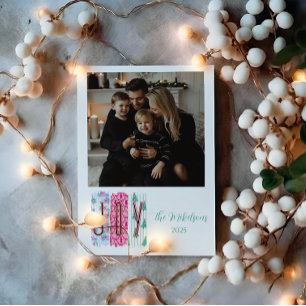 Photo Colorful Joy Christmas Holiday Card