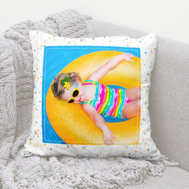 Photo Colour-Matching Stars and Sparkles Pattern✨ Cushion (Photo Color-Matching Stars & Falling Snow Pattern Throw Pillow || Upload your photo and try it now!
)