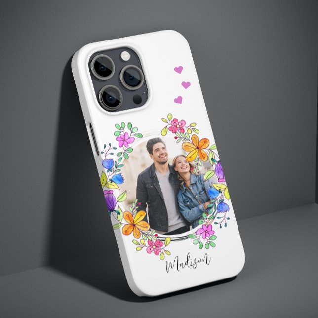 Photo Colourful Floral Simple Modern Personalised Case-Mate iPhone Case (Creator Uploaded)