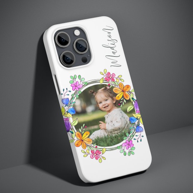 Photo Colourful Floral Simple Modern Personalised Case-Mate iPhone Case (Creator Uploaded)