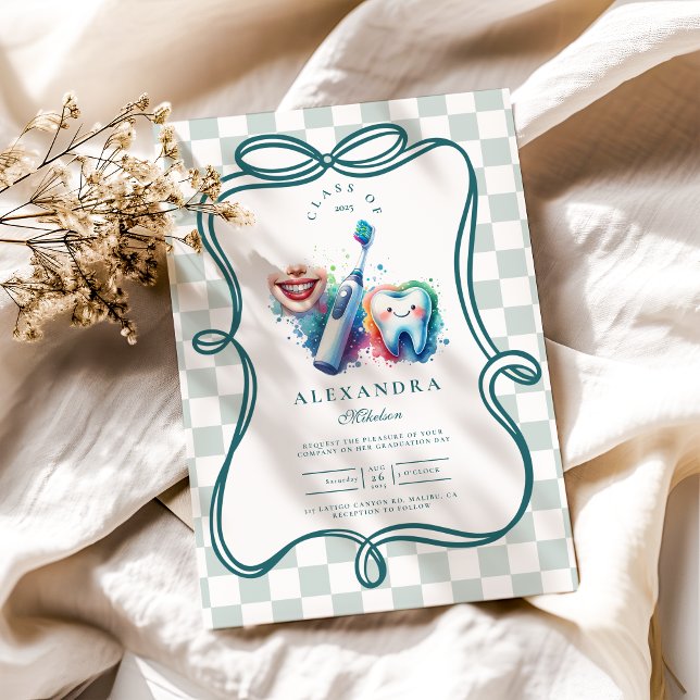 Photo Colourful Watercolor Dentist Graduation  Invitation (Creator Uploaded)