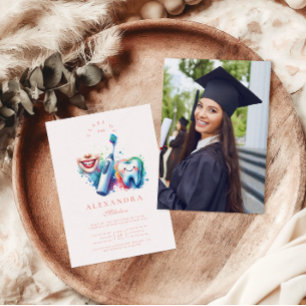 Photo Colourful Watercolor Dentist Graduation Invitation