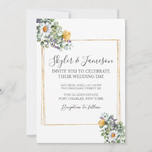 Photo Colourful Wildflower QR Code Wedding Invitation